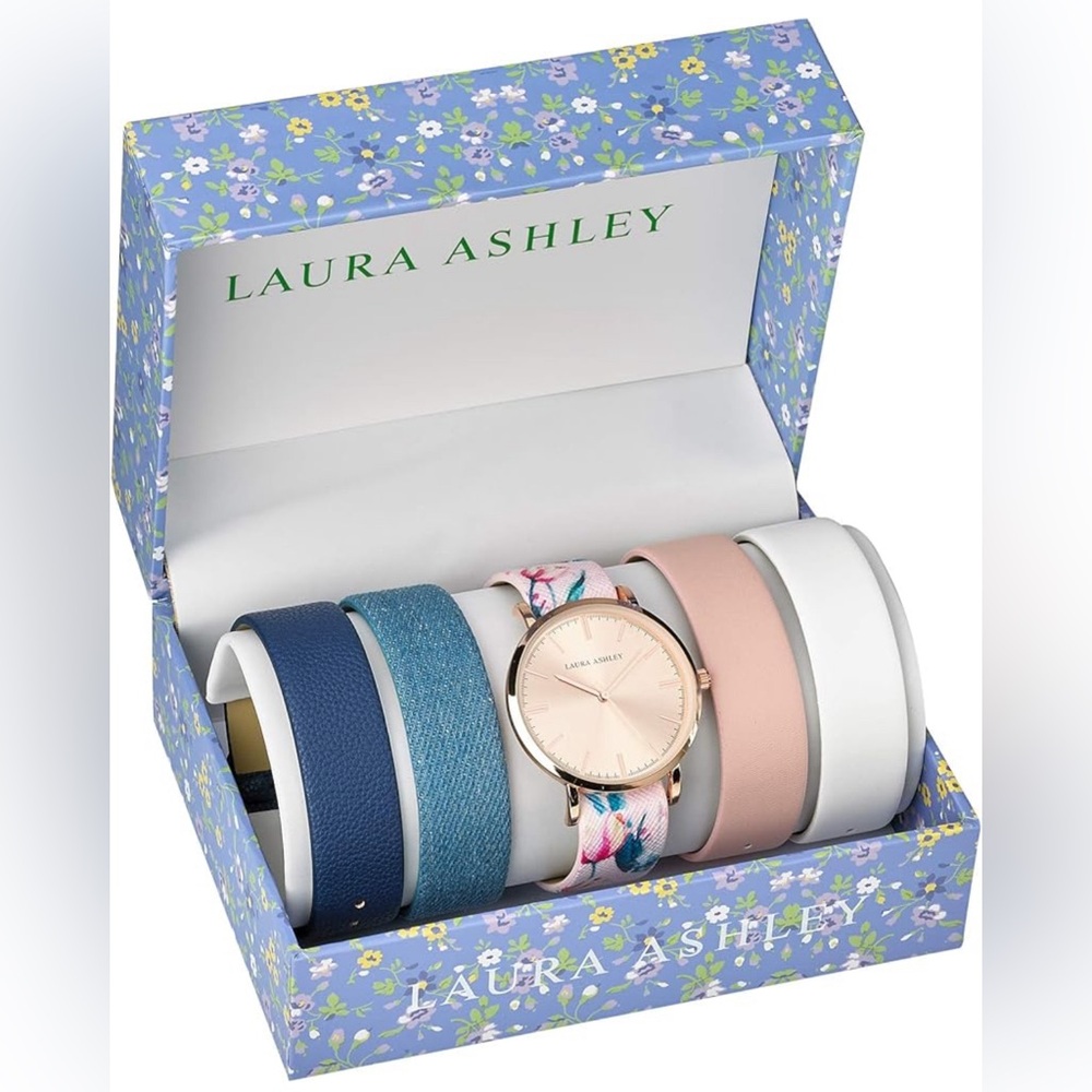 BNIB Laura Ashley Rose Gold Mirror Watch & Interchangeable Bands